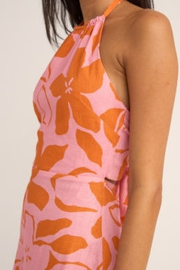 Bora Bora Floral Halter Mini Dress in Pink