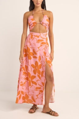 Bora Bora Floral Cut Out Maxi Dress in Pink