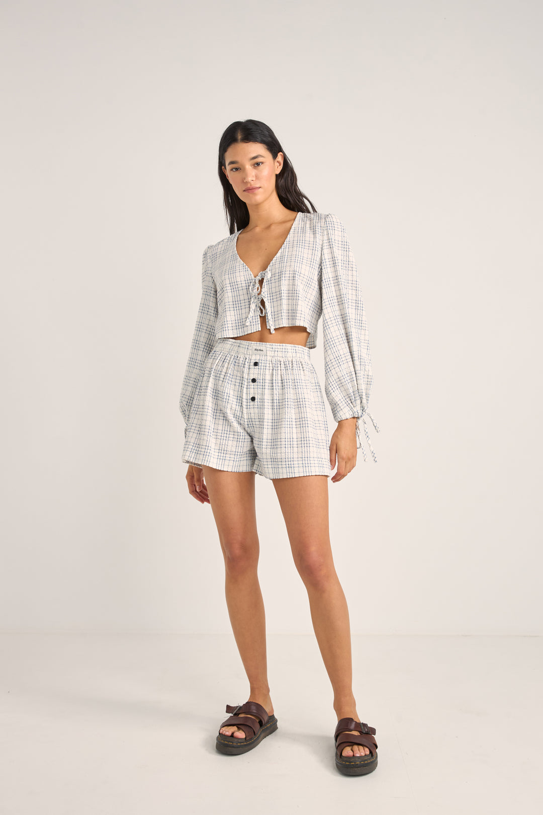 Desi Plaid Boxer Shorts in Blue