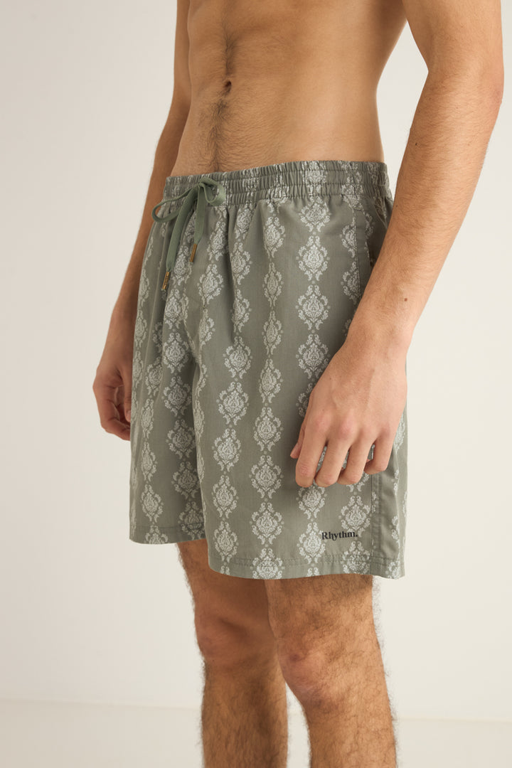 Rhythm Orante Stripe Beach Short in Olive