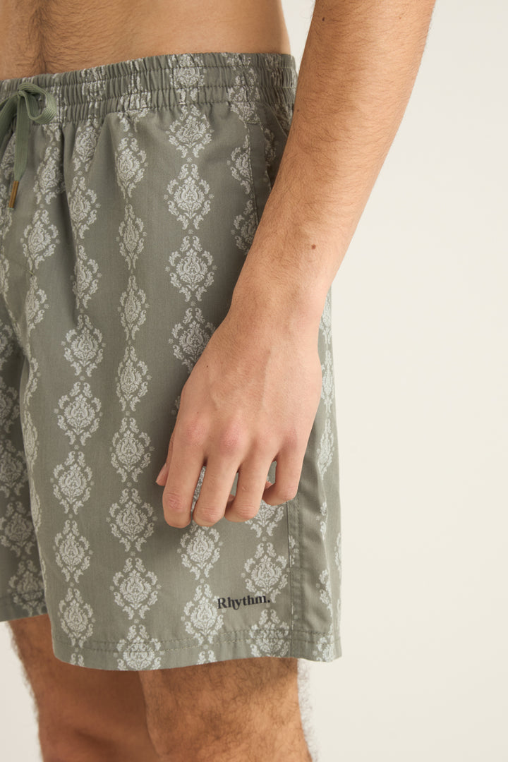 Rhythm Orante Stripe Beach Short in Olive
