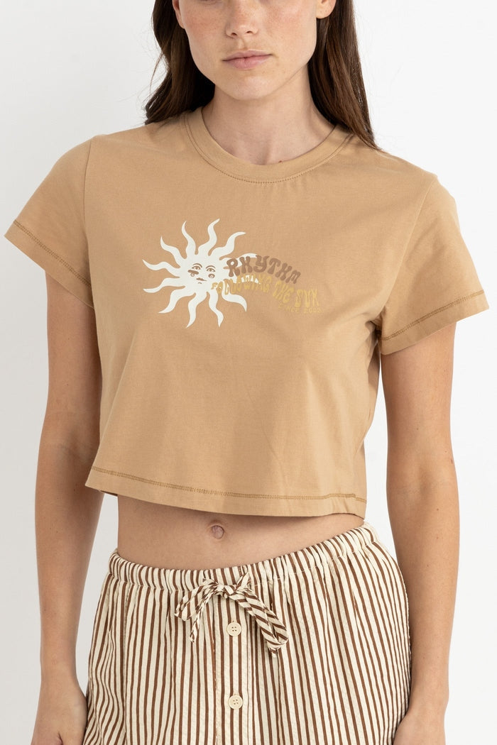 Rhythm Follow the Sun Crop Tee in Sand