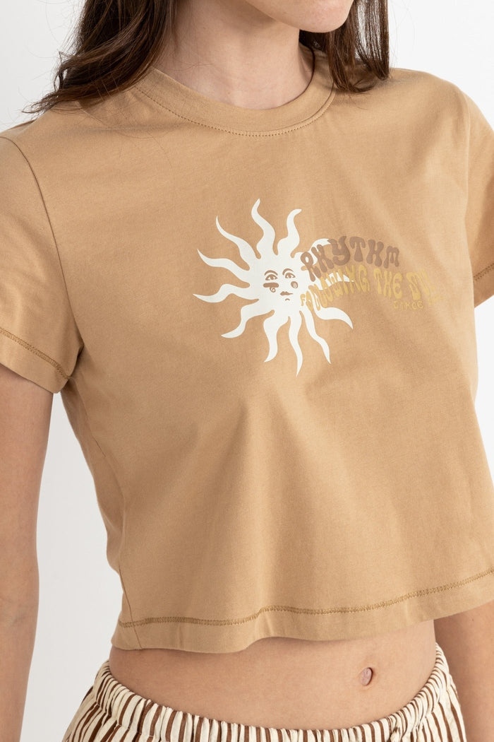 Rhythm Follow the Sun Crop Tee in Sand