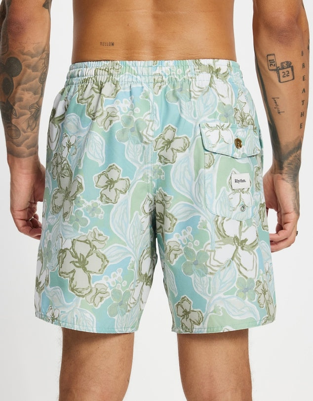 In Bloom Beach Shorts in Sea Blue
