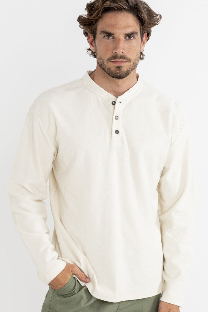 Vintage Terry LS Henley in Natural
