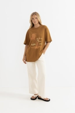 Take Me To the Ocean Oversized T-shirt in Caramel