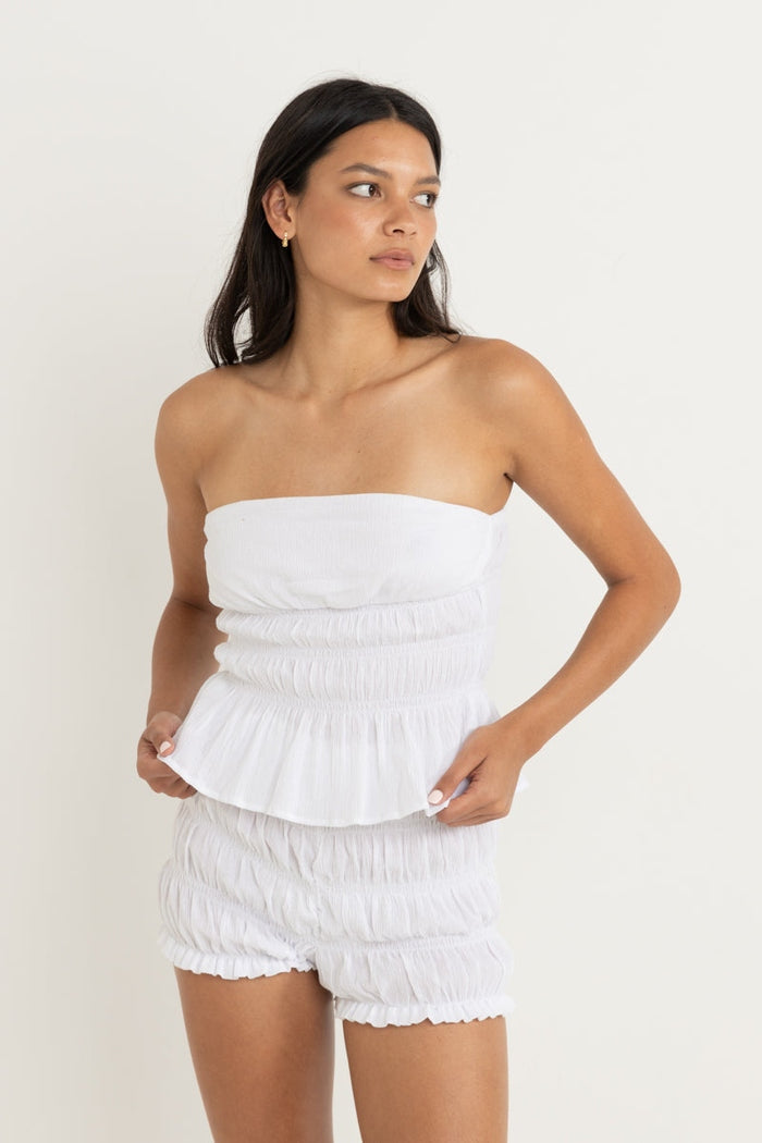 Carrie Smocked Top in White