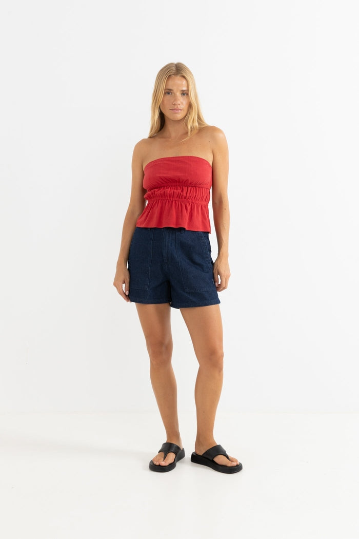 Nadia Strapless Top in Fire