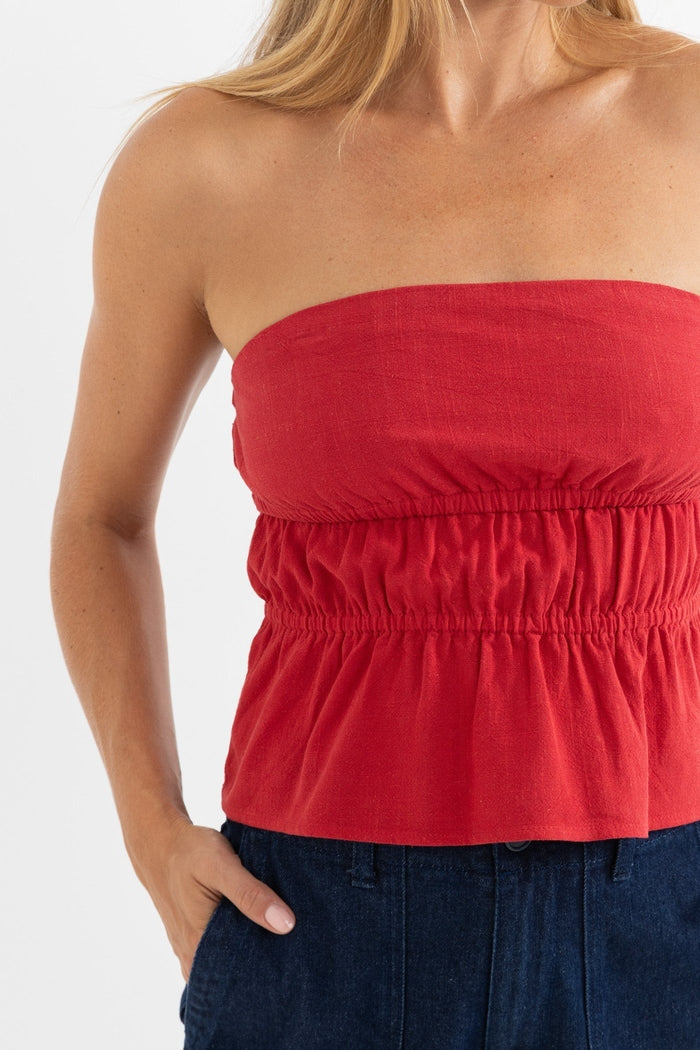 Nadia Strapless Top in Fire