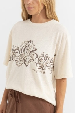 Hibiscus Oversized T-shirt in Stone