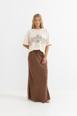 Hibiscus Oversized T-shirt in Stone