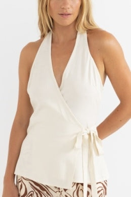 Emi Wrap Top in Cream