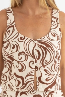 Kai Floral Vest Top in Cream