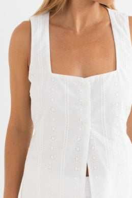 Niko Long Vest in White