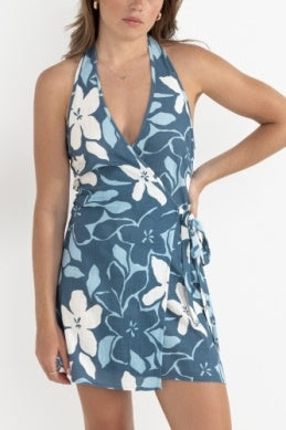 Malia Halter Mini Dress in Blue