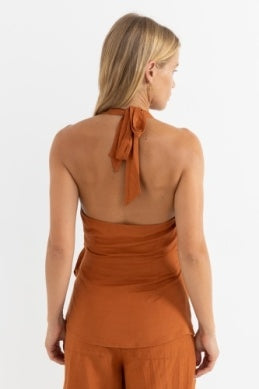 Emi Wrap Top in Almond