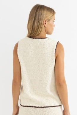 Adele Contrast Longline Knit Vest in Cream