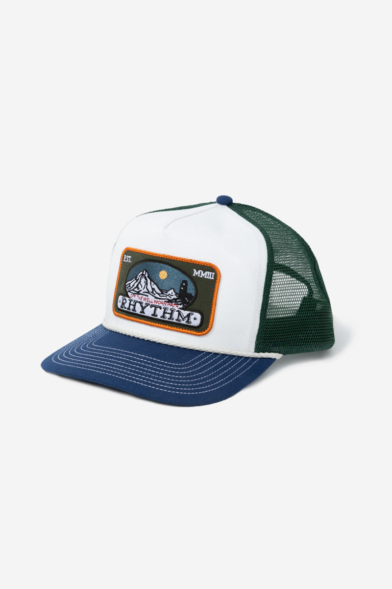 Rhythm Horizon Trucker Cap in Blue/Green