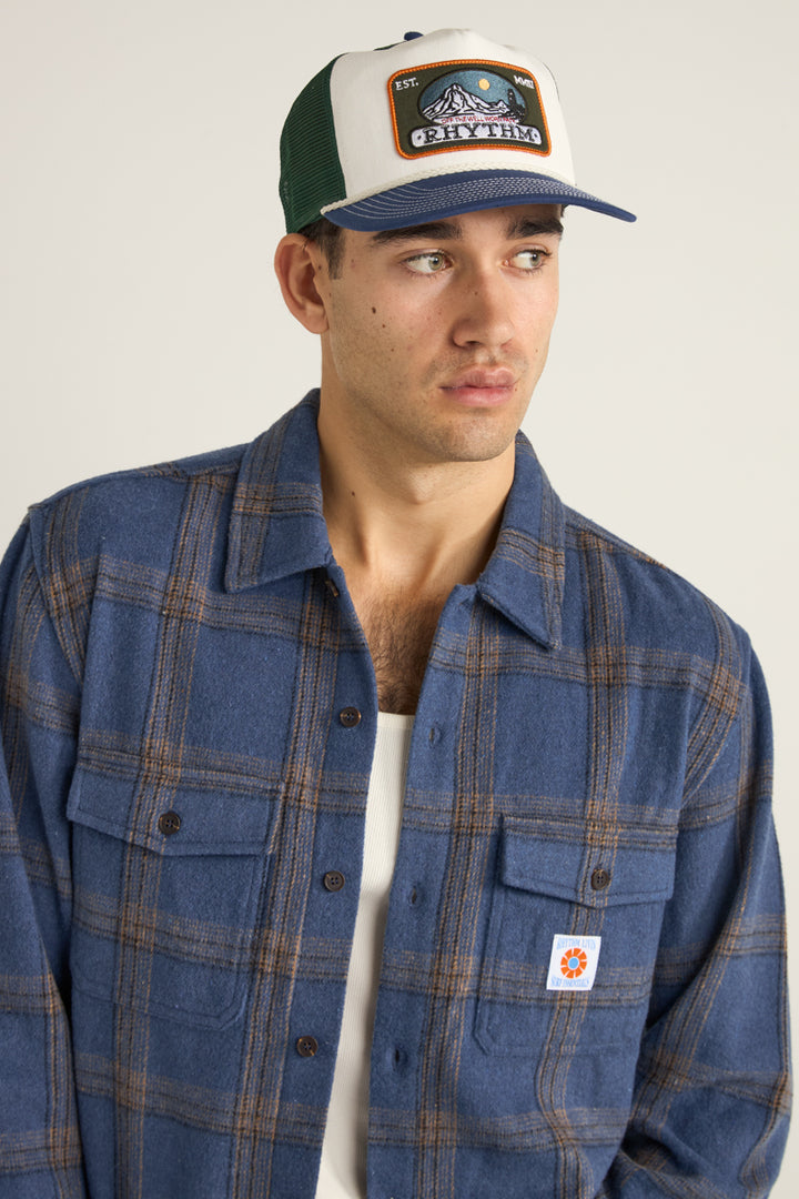 Rhythm Horizon Trucker Cap in Blue/Green