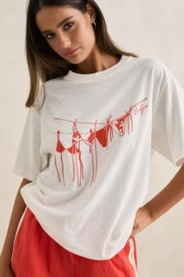 Melia Oversized Tee in Red
