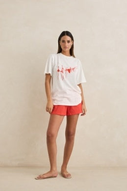 Melia Oversized Tee in Red