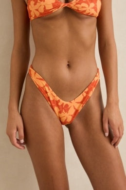 Melia Floral Hi Cut Pant in Red