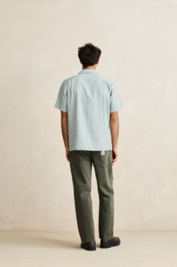 Seersucker Stripe Short Sleeve Shirt in Pine