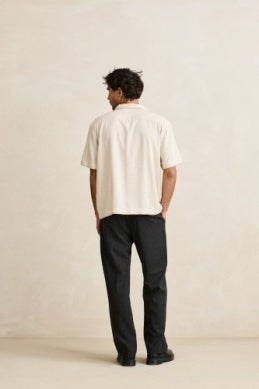 Relaxed Whip Stitch Short Sleeve Shirt in Natural
