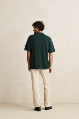 Textured Knit Short Sleeve Shirt in Forest