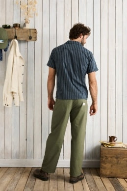 Crux Short Sleeve Shirt in Indigo Stripe