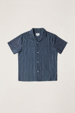 Crux Short Sleeve Shirt in Indigo Stripe