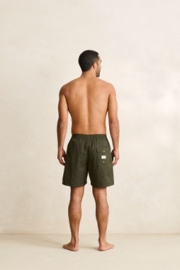 Woven Tape Beach Short in Olive