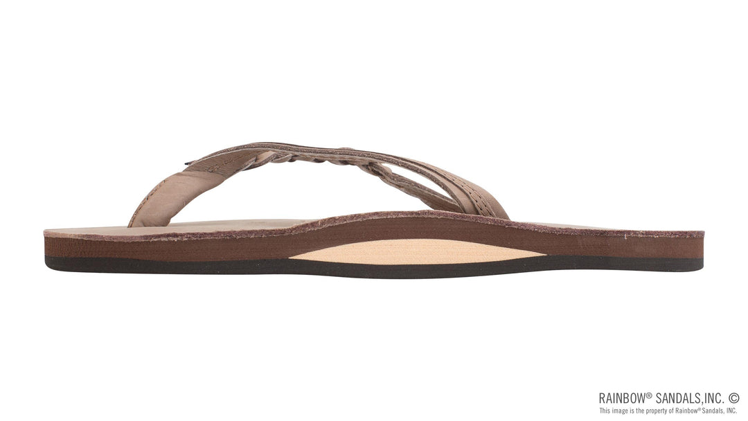 Flirty Braidy - Single Layer 1/2" Narrow Strap with Braid in Dark Brown