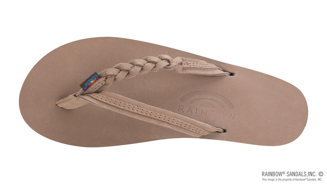 Flirty Braidy - Single Layer 1/2" Narrow Strap with Braid in Dark Brown