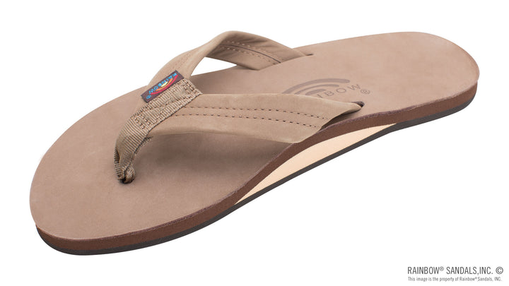 Mens Single Layer Premier Leather with Arch Support 1" Strap in Dark Brown