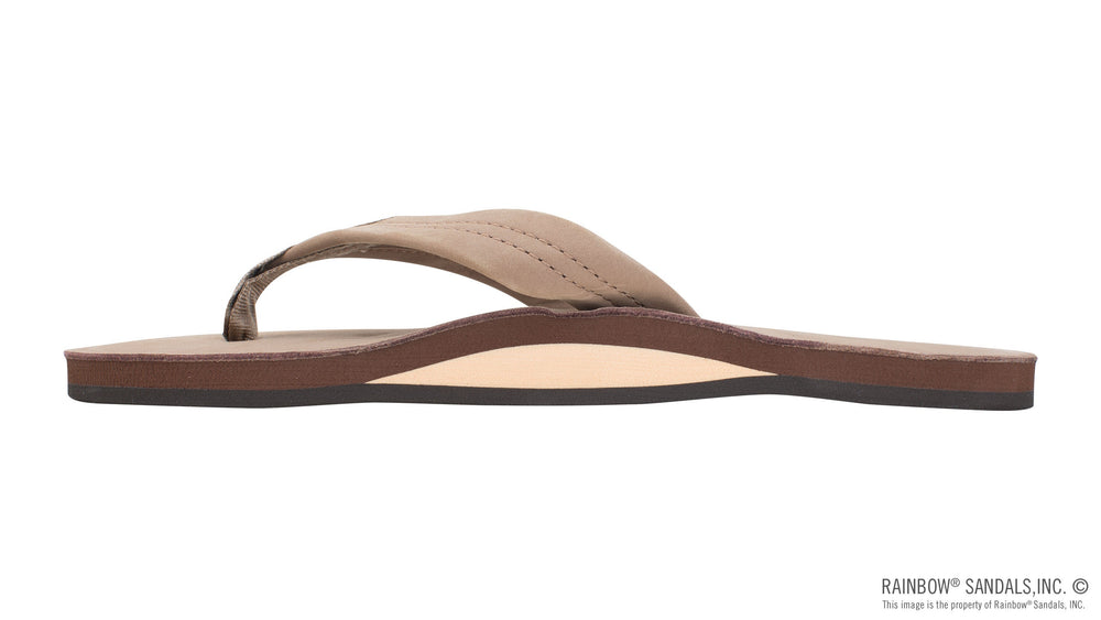 Mens Single Layer Premier Leather with Arch Support 1" Strap in Dark Brown