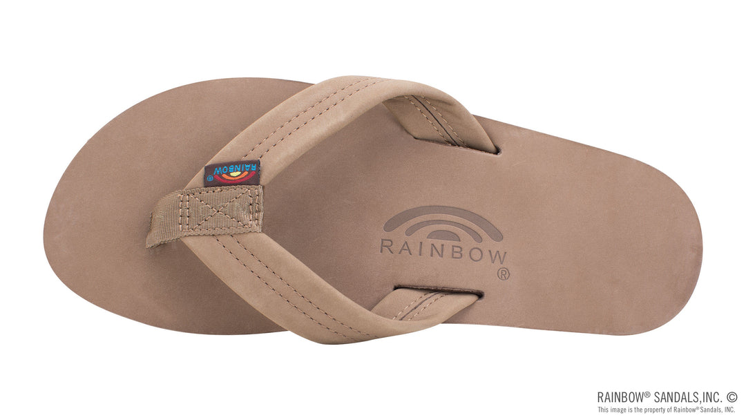Mens Single Layer Premier Leather with Arch Support 1" Strap in Dark Brown
