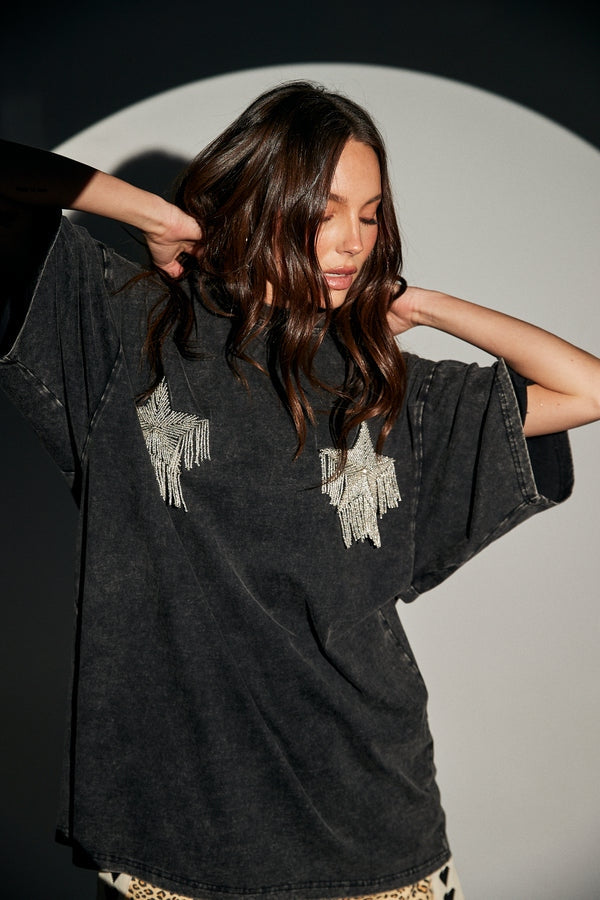 Sparkle Titty Tee in Black