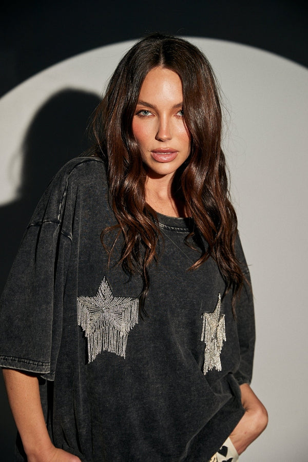 Sparkle Titty Tee in Black