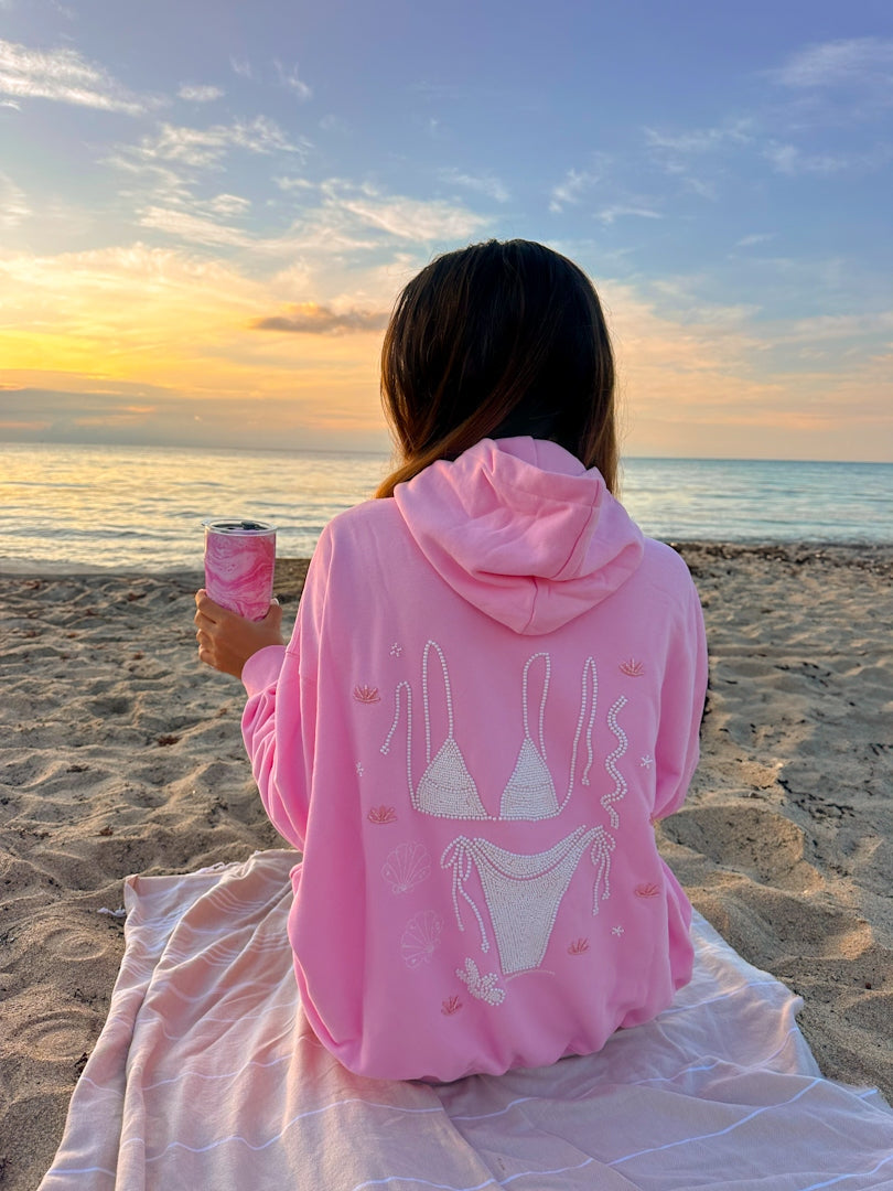 Lottie Pink Bikini Beaded Ocean Hoodie