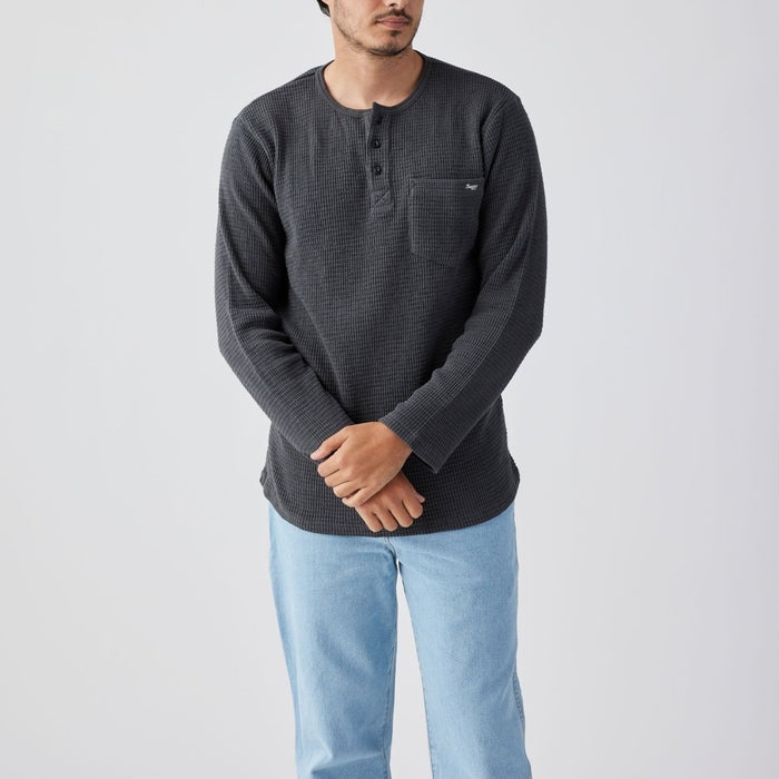 Sawpit Henley LS Thermal in Vintage Black
