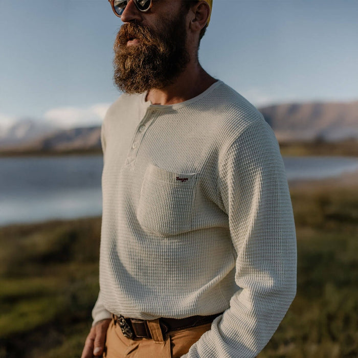 Sawpit Henley LS Thermal in Vintage White