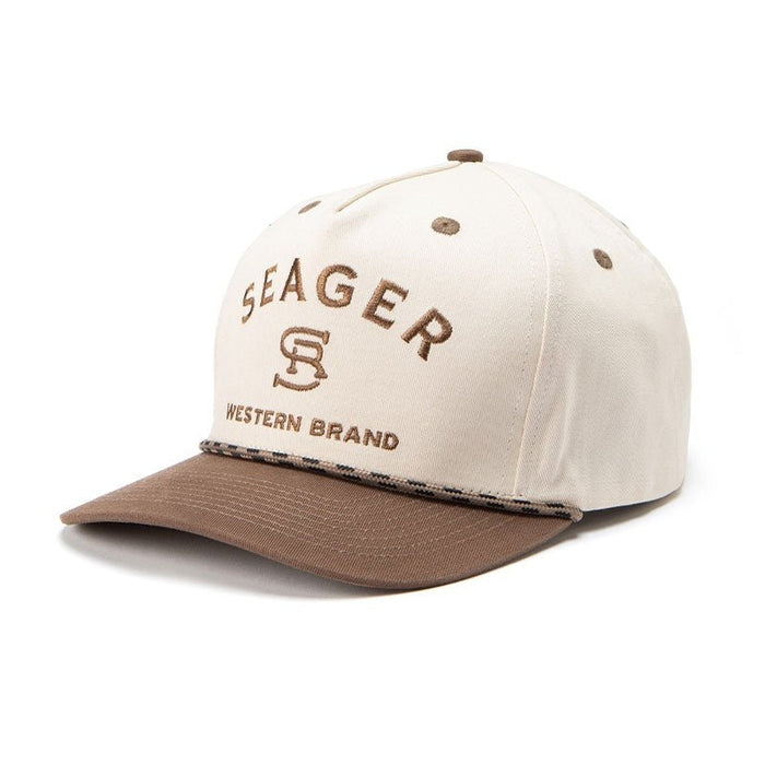 Branded Snapback in Cream/Brown