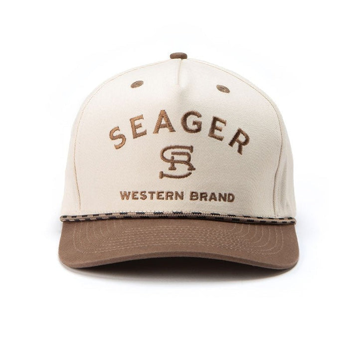 Branded Snapback in Cream/Brown