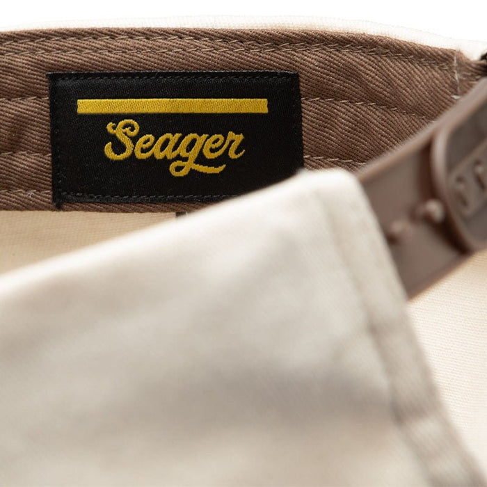 Branded Snapback in Cream/Brown
