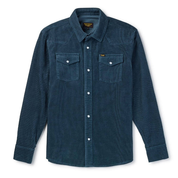 Reagan Pearl Snap in Corduroy Stormy Blue