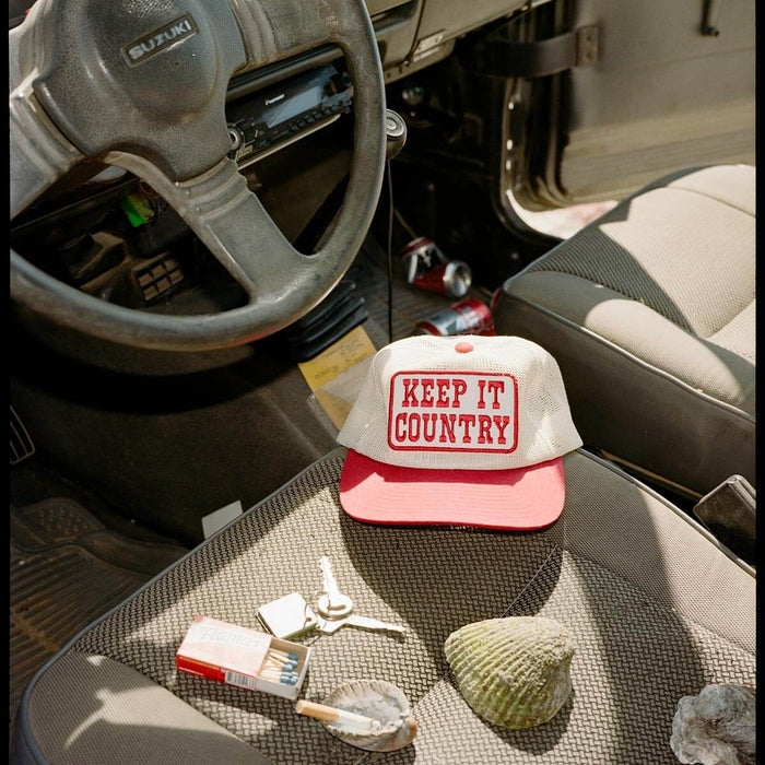 Keep It Country Mesh Trucker in Cream/Red