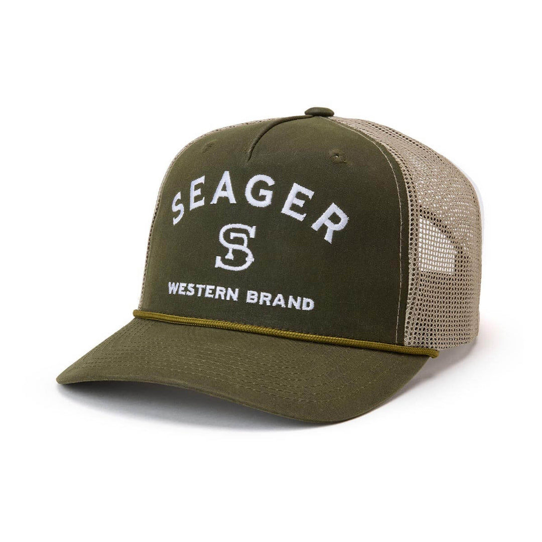 Branded Waxed Canvas Trucker Snapback in Green