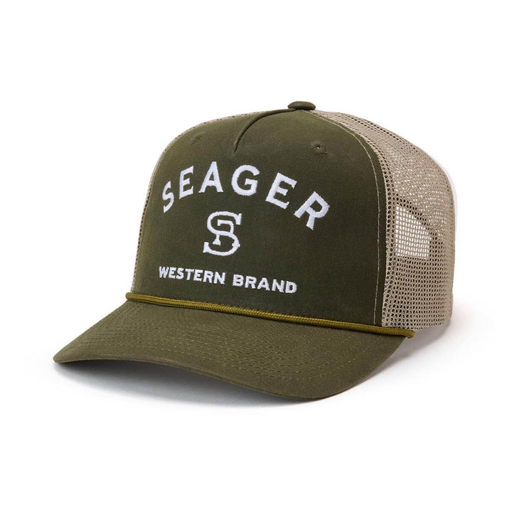 Branded Waxed Canvas Trucker Snapback in Green