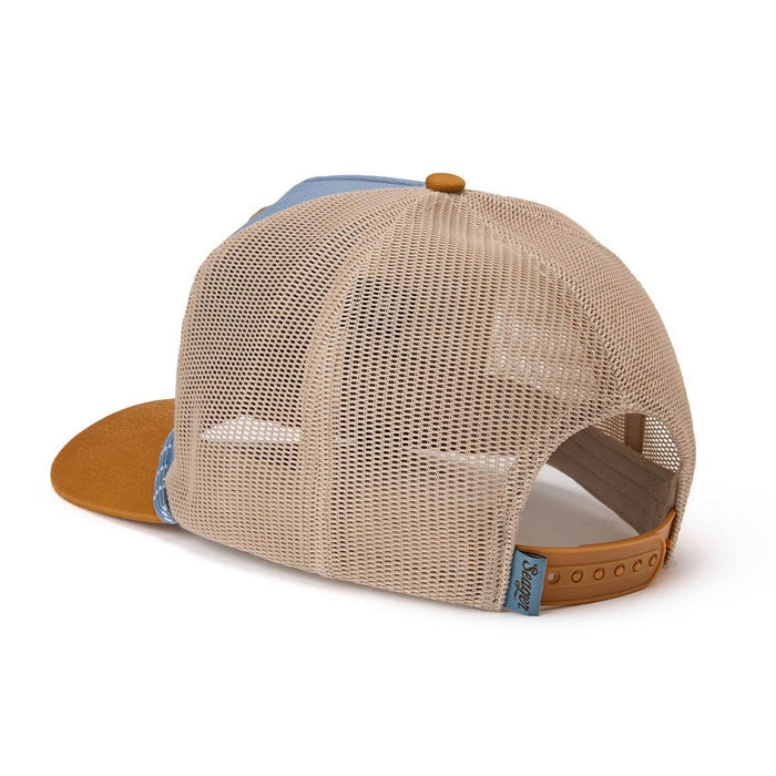 Branded Trucker Snapback in Blue/Tan
